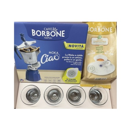 MOKA BORBONE + 4 BICCHIERI
