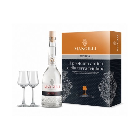 GRAPPA MANGILLI BIANCA MITICA + 2 BICCHIERI